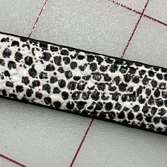 TALBOTS Reptile/Snakeskin Office/Urban B/W Leather Belt Gold Rectangle Buckle M - Picture 5 of 10